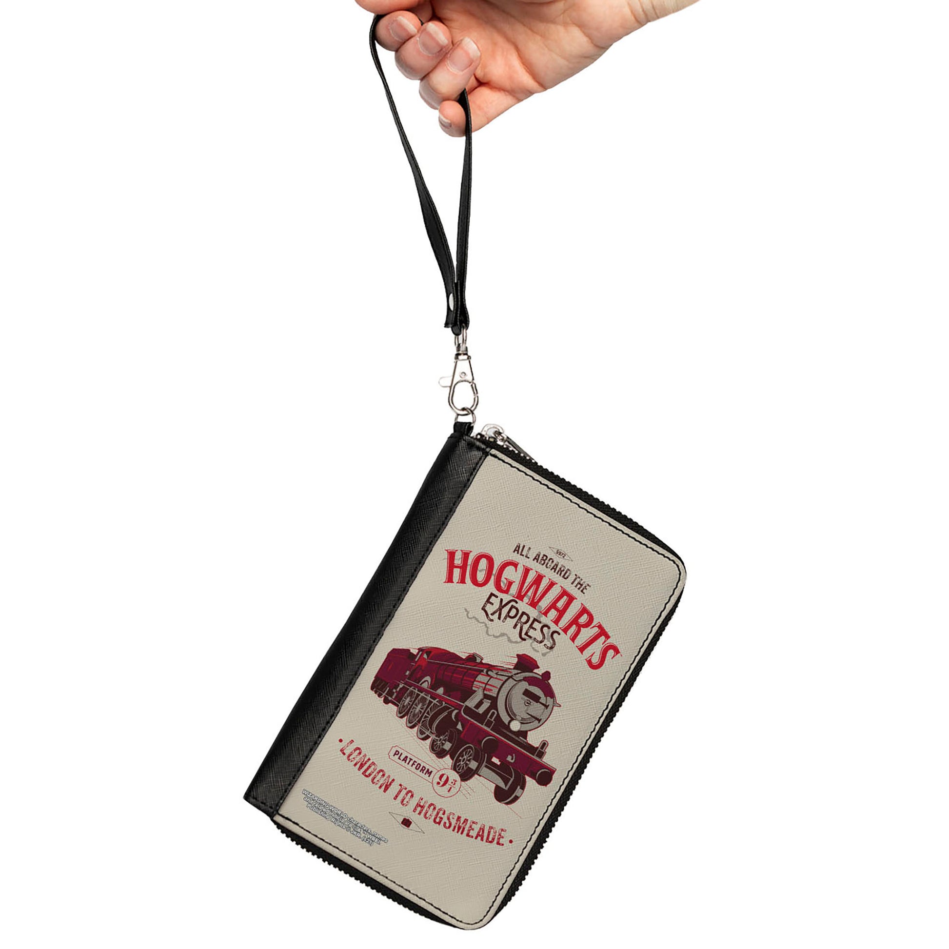 Women's PU Zip Around Wallet Rectangle - Harry Potter ALL ABOARD THE HOGWARTS EXPRESS Train Beige Reds Clutch Zip Around Wallets Harry Potter