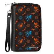 Women's PU Zip Around Wallet Rectangle - Harry Potter HAGRID'S FLYING MOTORBIKE Scattered Black Gray Blue Orange Clutch Zip Around Wallets Harry Potter