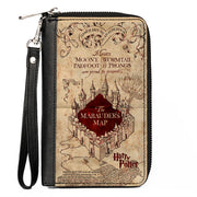 PU Zip Around Wallet Rectangle - Hogwarts School THE MARAUDER'S MAP Tan/Reds Clutch Zip Around Wallets Harry Potter