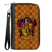 PU Zip Around Wallet Rectangle - Harry Potter GRYFFINDOR Crest/Heraldry Checkers Golds/Reds Clutch Zip Around Wallets Harry Potter