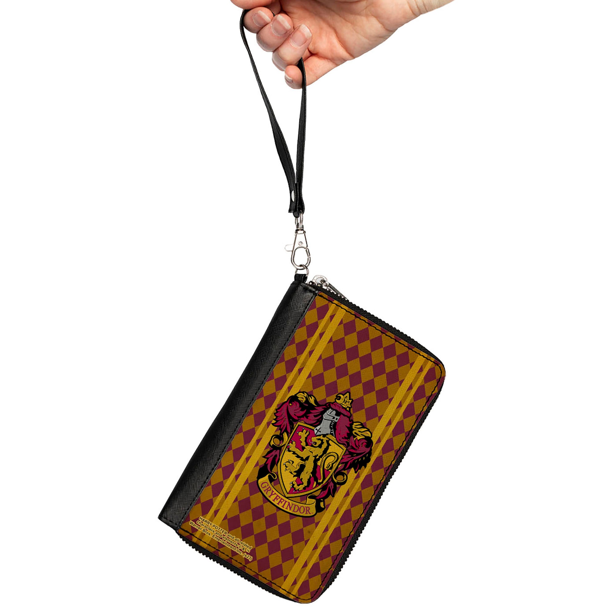 PU Zip Around Wallet Rectangle - GRYFFINDOR Crest Stripes/Diamonds Red/Golds Clutch Zip Around Wallets Harry Potter