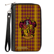 PU Zip Around Wallet Rectangle - GRYFFINDOR Crest Stripes/Diamonds Red/Golds Clutch Zip Around Wallets Harry Potter