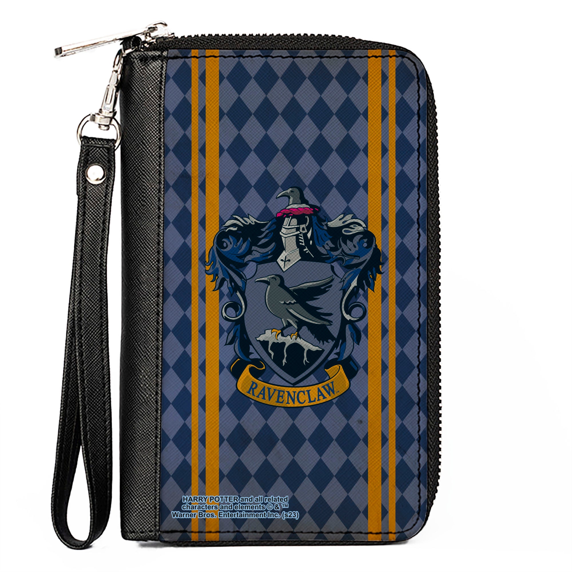 PU Zip Around Wallet Rectangle - RAVENCLAW Crest Stripes/Diamonds Blues/Gold Clutch Zip Around Wallets Harry Potter