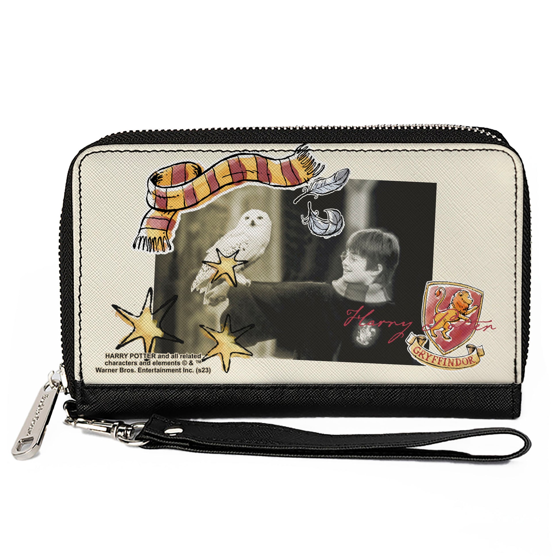 PU Zip Around Wallet Rectangle - Harry Potter and Hedwig Vivid Scene and Icons Collage Clutch Zip Around Wallets Harry Potter