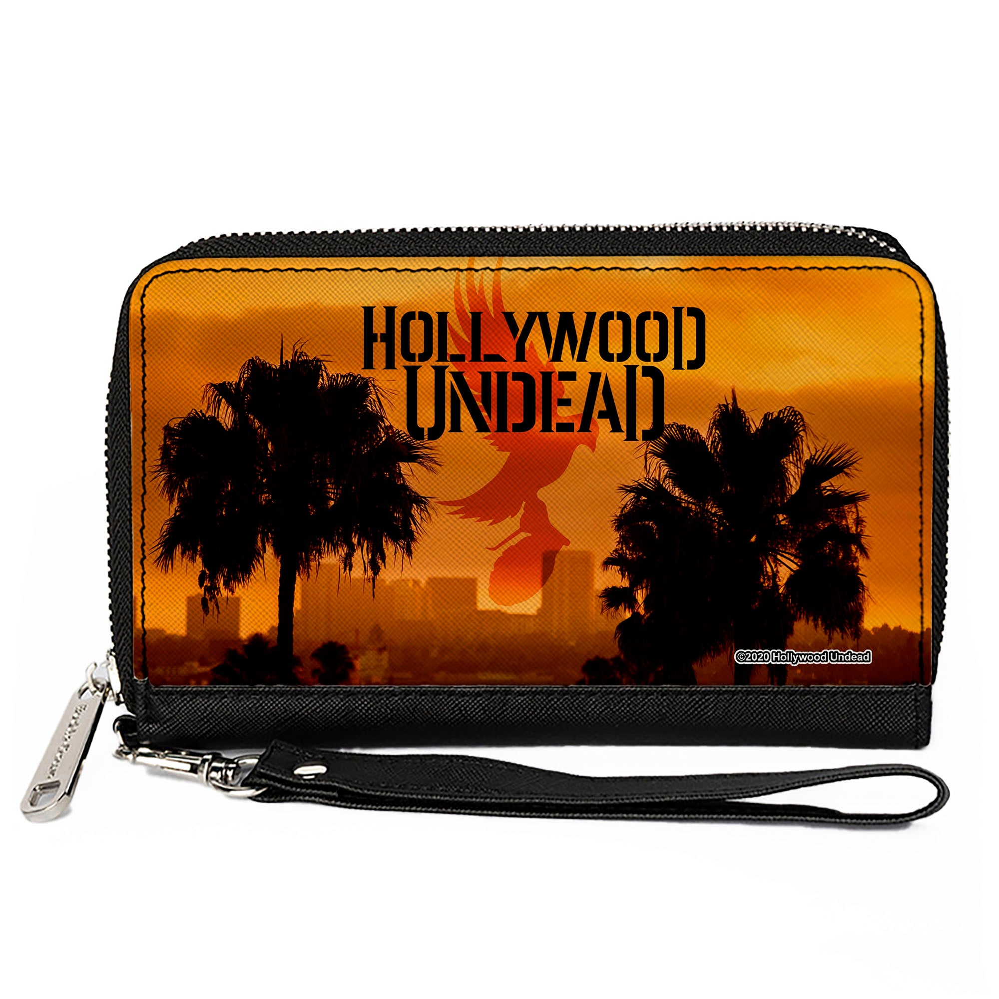 Women's PU Zip Around Wallet Rectangle - HOLLYWOOD UNDEAD Text