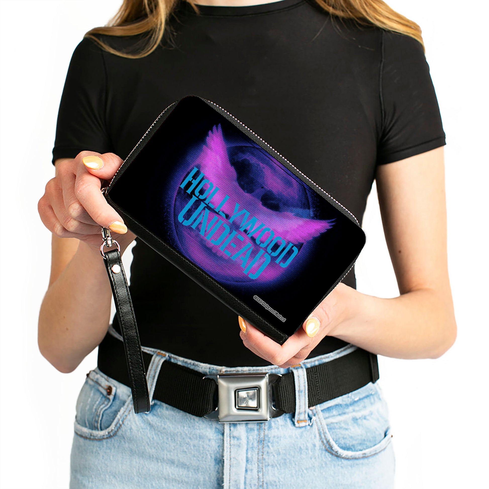 Women's PU Zip Around Wallet Rectangle - HOLLYWOOD UNDEAD Dove TV Fuzz Black Pinks Blues Clutch Zip Around Wallets Hollywood Undead   