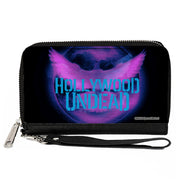 Women's PU Zip Around Wallet Rectangle - HOLLYWOOD UNDEAD Dove TV Fuzz Black Pinks Blues Clutch Zip Around Wallets Hollywood Undead   