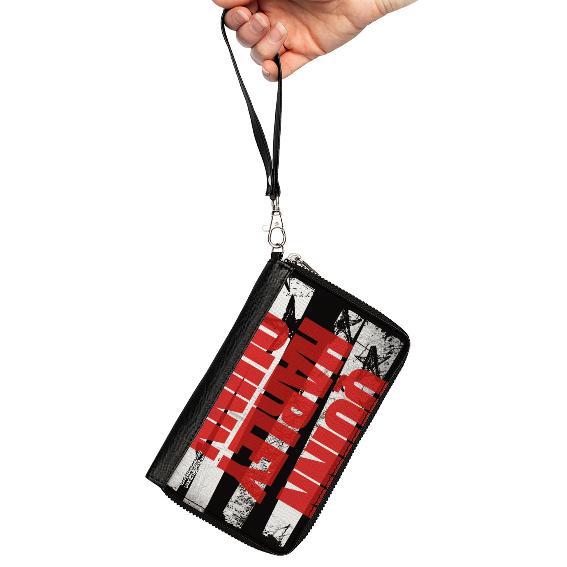 Women's PU Zip Around Wallet Rectangle - Birds of Prey HARLEY QUINN Bold Stars and Stripes Black White Red Clutch Zip Around Wallets DC Comics   