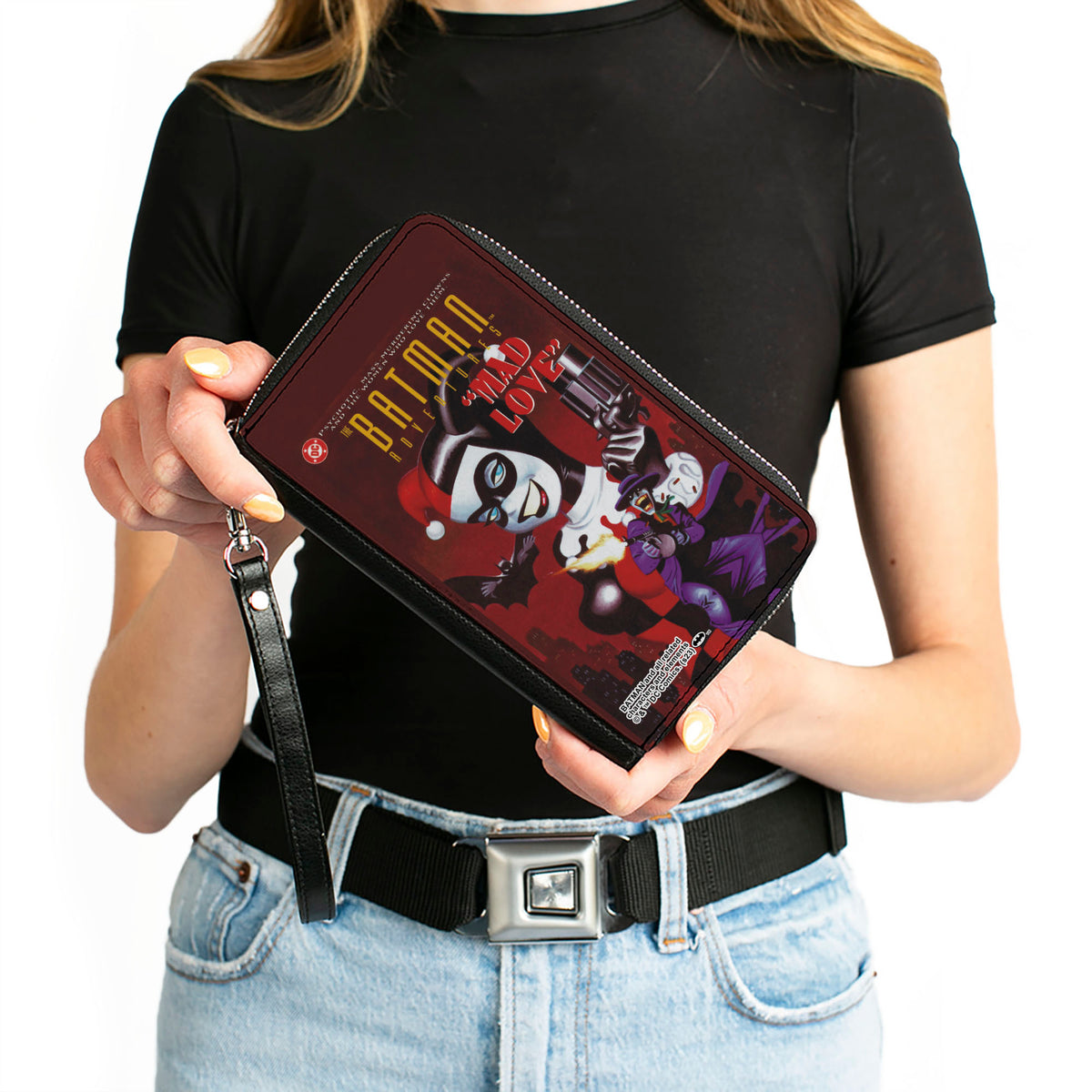 PU Zip Around Wallet Rectangle - THE BATMAN ADVENTURES MAD LOVE #1 Cover Joker Harley Quinn Poses Clutch Zip Around Wallets DC Comics
