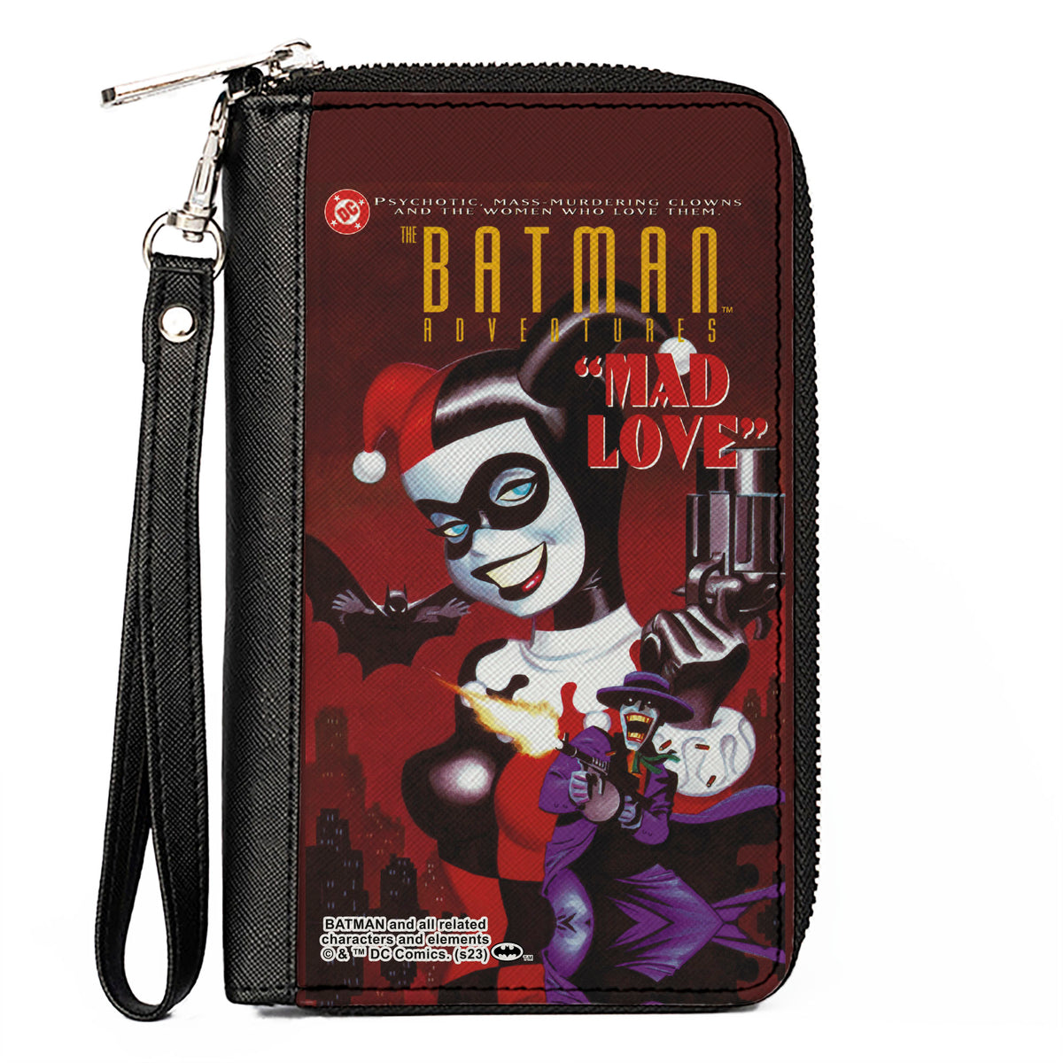 PU Zip Around Wallet Rectangle - THE BATMAN ADVENTURES MAD LOVE #1 Cover Joker Harley Quinn Poses Clutch Zip Around Wallets DC Comics