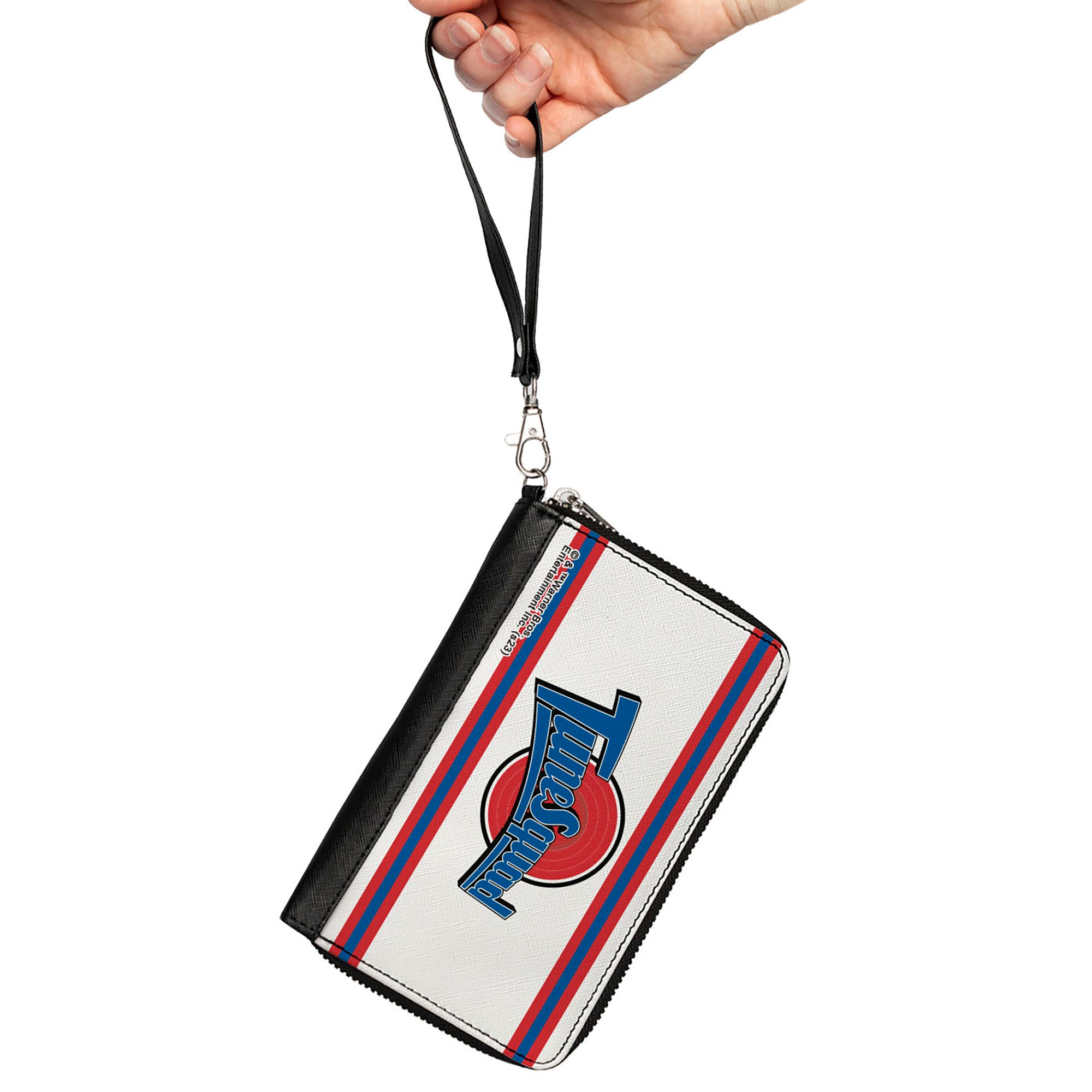 PU Zip Around Wallet Rectangle - Space Jam TUNE SQUAD Logo Stripe White/Red/Blue Clutch Zip Around Wallets Looney Tunes   