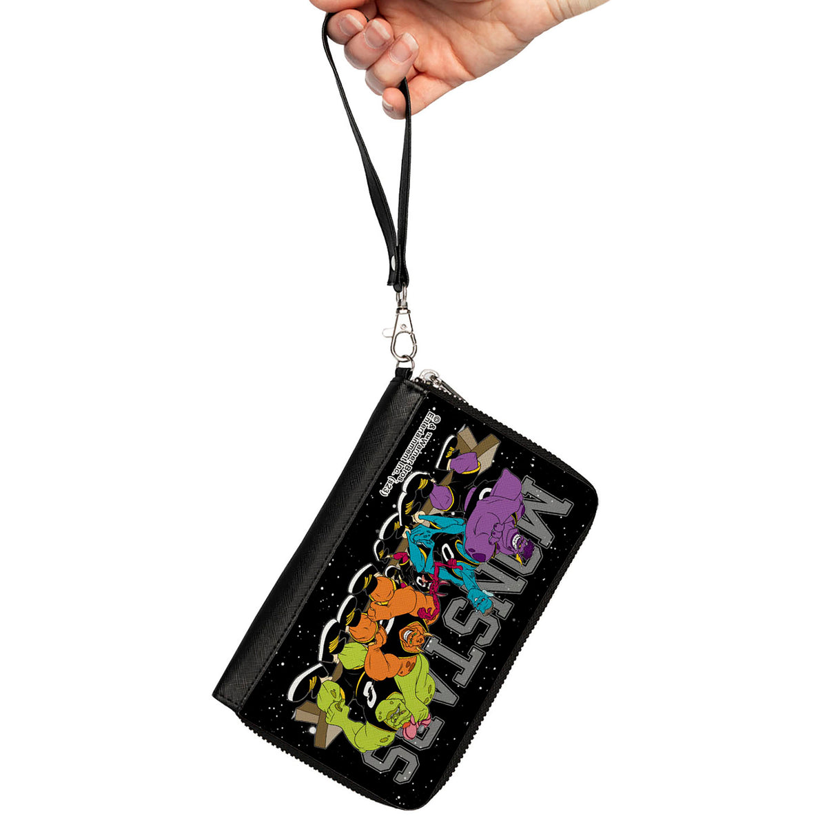 PU Zip Around Wallet Rectangle - Space Jam MONSTARS 5-Player Bench Pose Galaxy Black