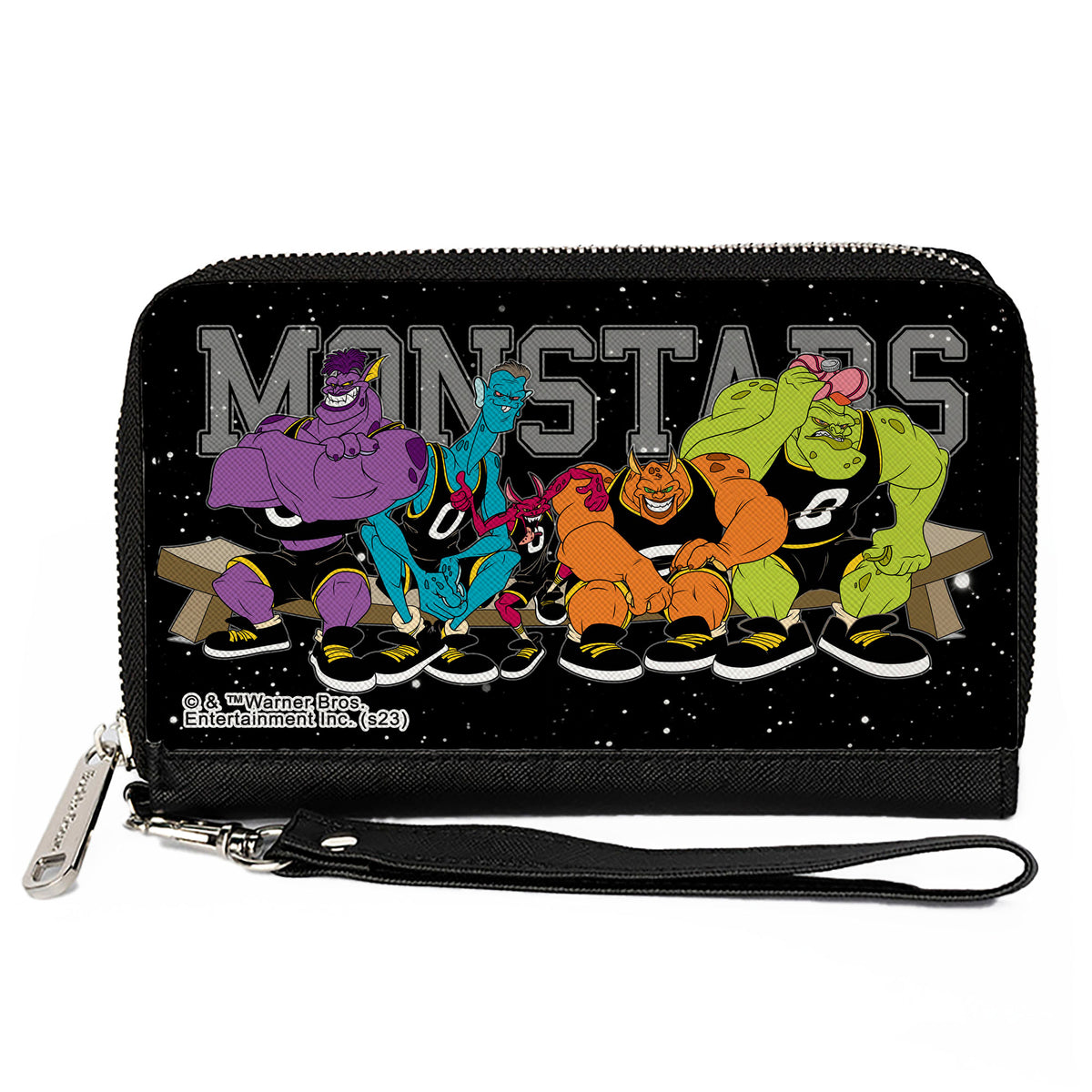 PU Zip Around Wallet Rectangle - Space Jam MONSTARS 5-Player Bench Pose Galaxy Black