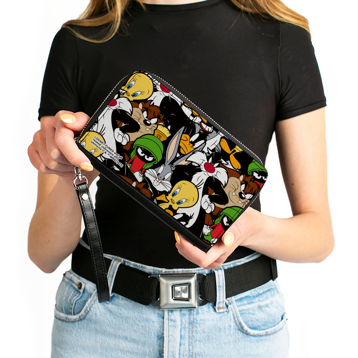 PU Zip Around Wallet Rectangle - Looney Tunes 6-Character Stacked Collage