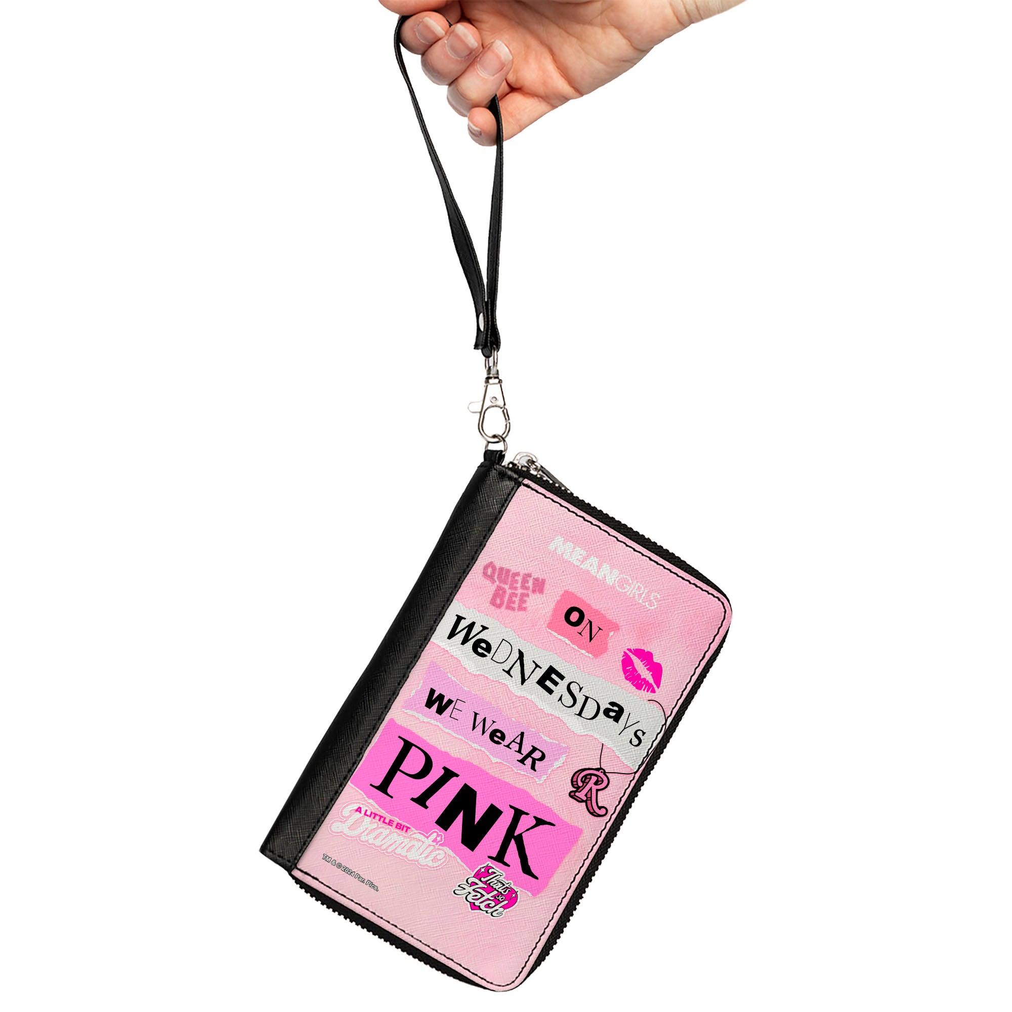 PU Zip Around Wallet Rectangle - MEAN GIRLS Plastics Quotes Collage Pinks Clutch Zip Around Wallets Mean Girls
