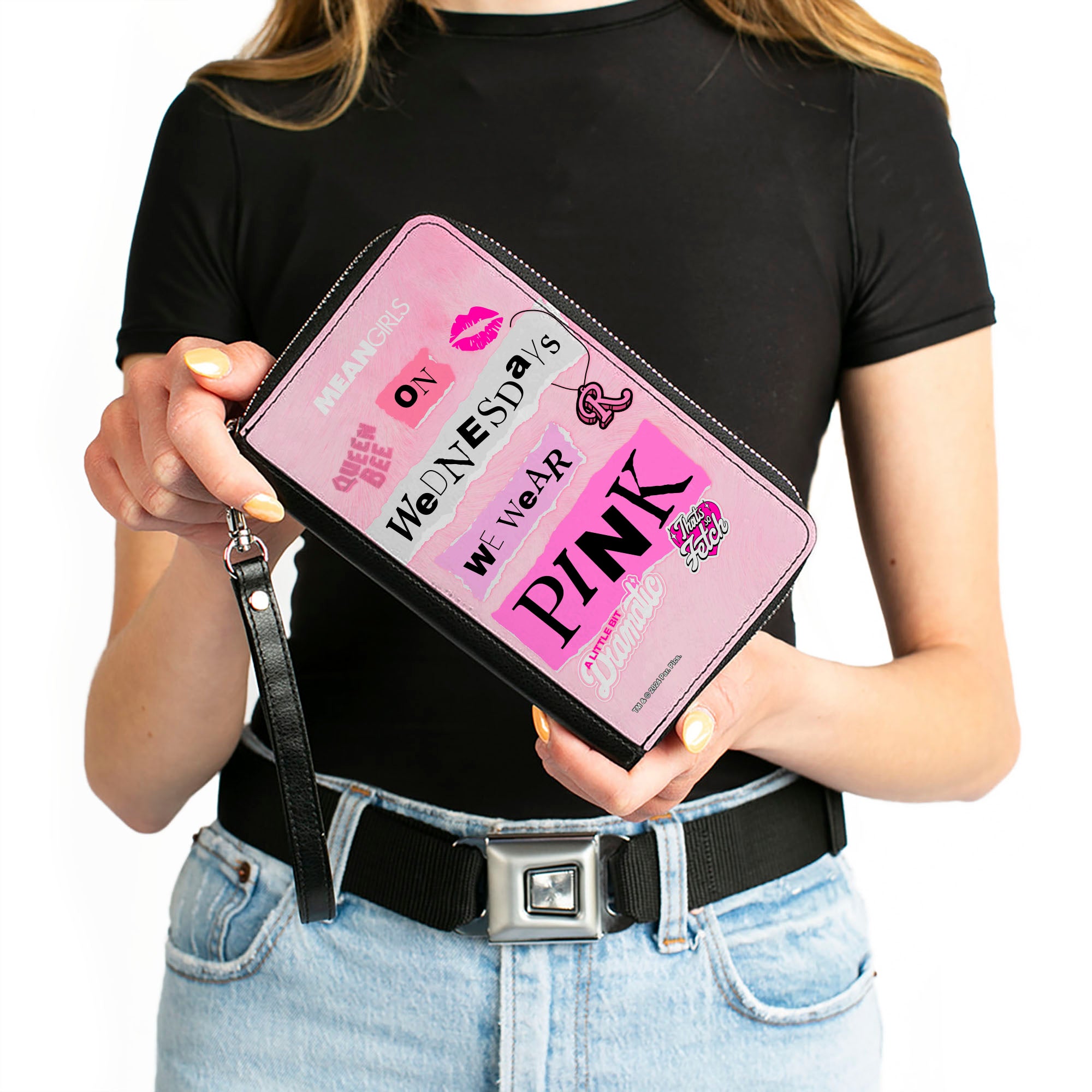 PU Zip Around Wallet Rectangle - MEAN GIRLS Plastics Quotes Collage Pinks Clutch Zip Around Wallets Mean Girls