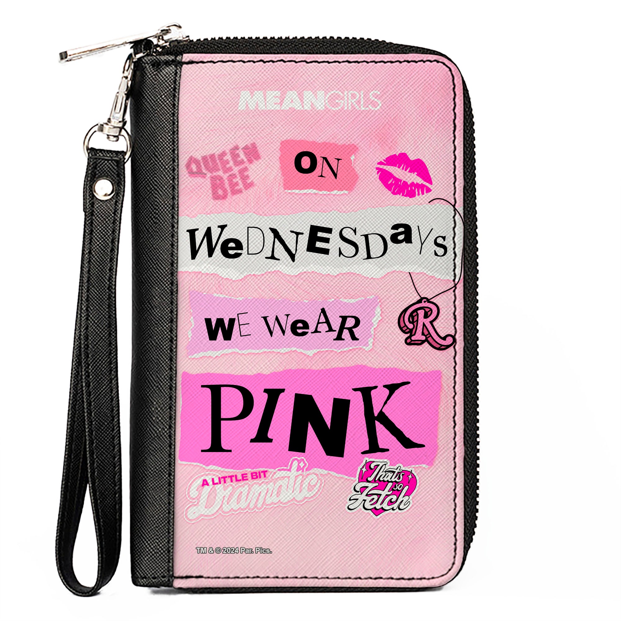 PU Zip Around Wallet Rectangle - MEAN GIRLS Plastics Quotes Collage Pinks Clutch Zip Around Wallets Mean Girls
