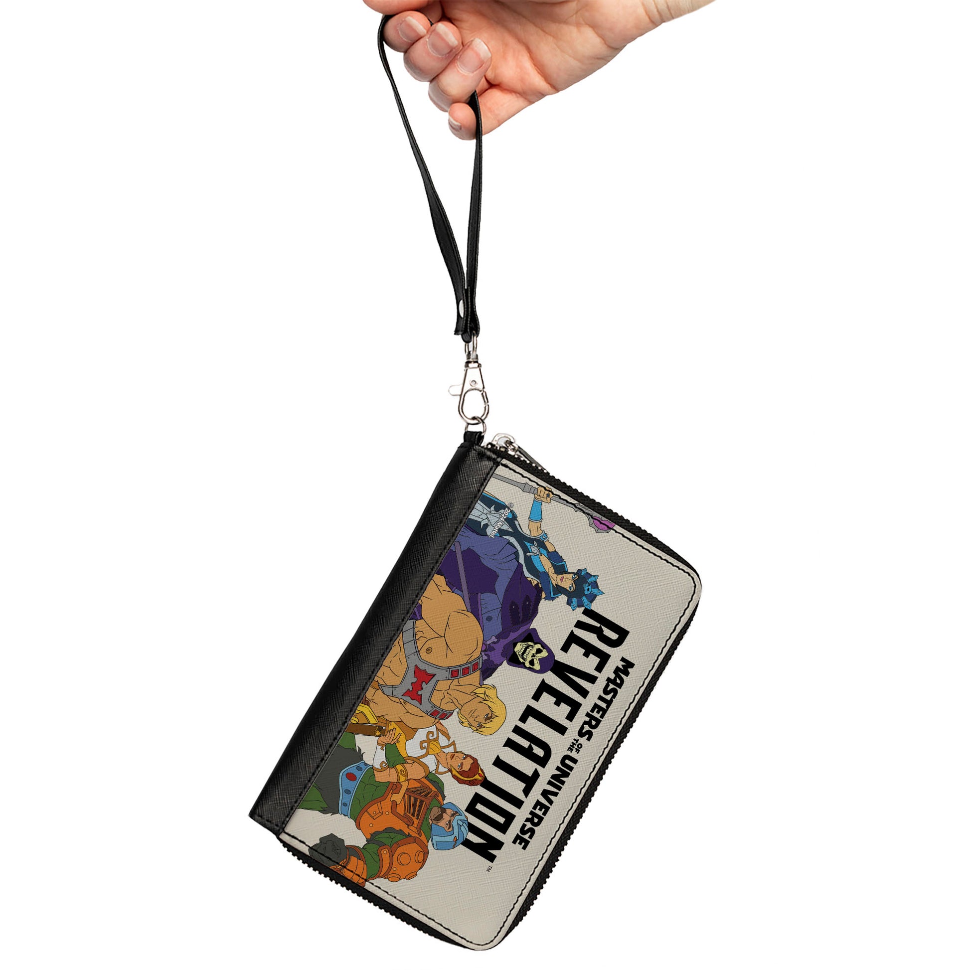 PU Zip Around Wallet Rectangle - MASTERS OF THE UNIVERSE REVELATION Group Pose and Title Logo White/Black Clutch Zip Around Wallets Masters of the Universe