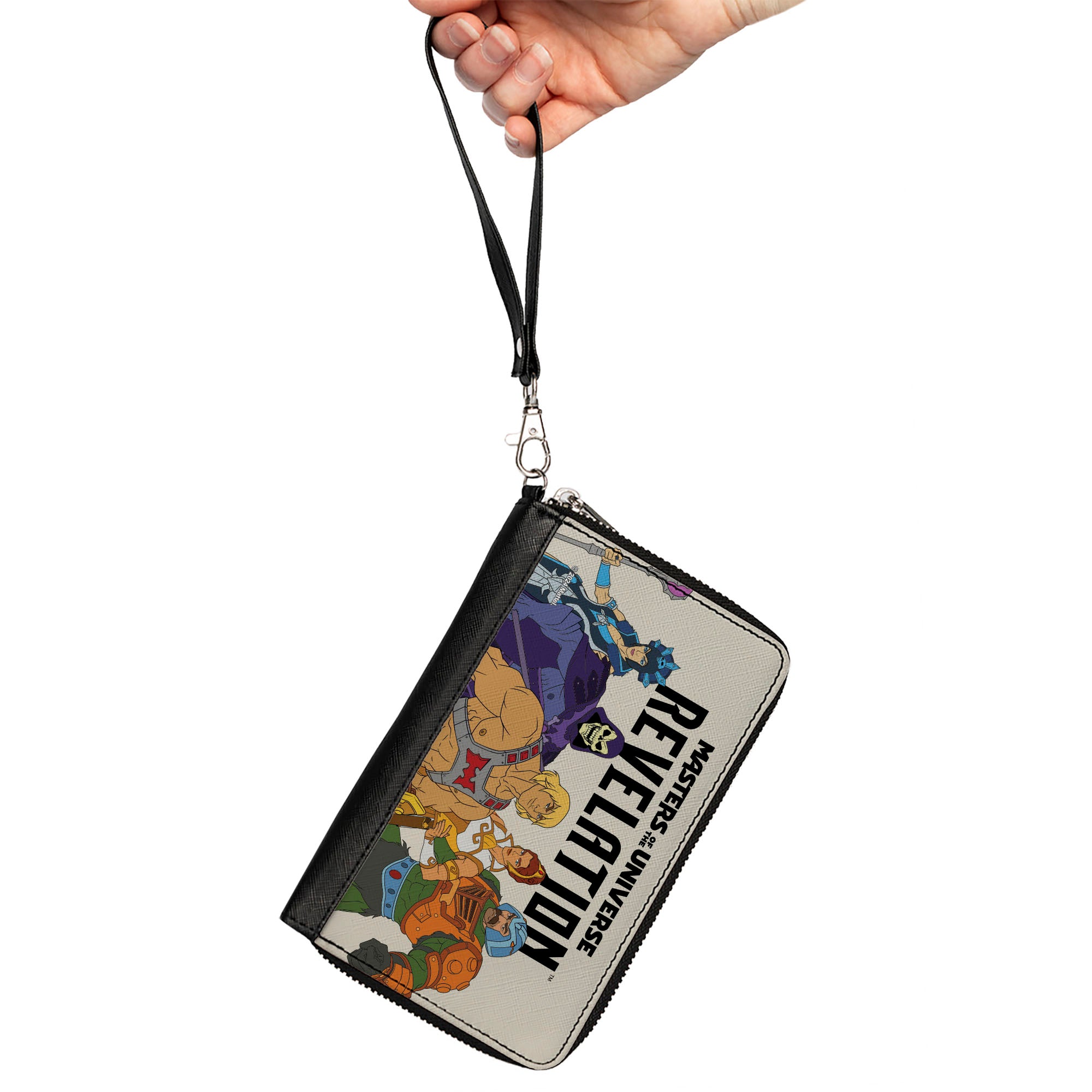 PU Zip Around Wallet Rectangle - MASTERS OF THE UNIVERSE REVELATION Group Pose and Title Logo White/Black Clutch Zip Around Wallets Masters of the Universe