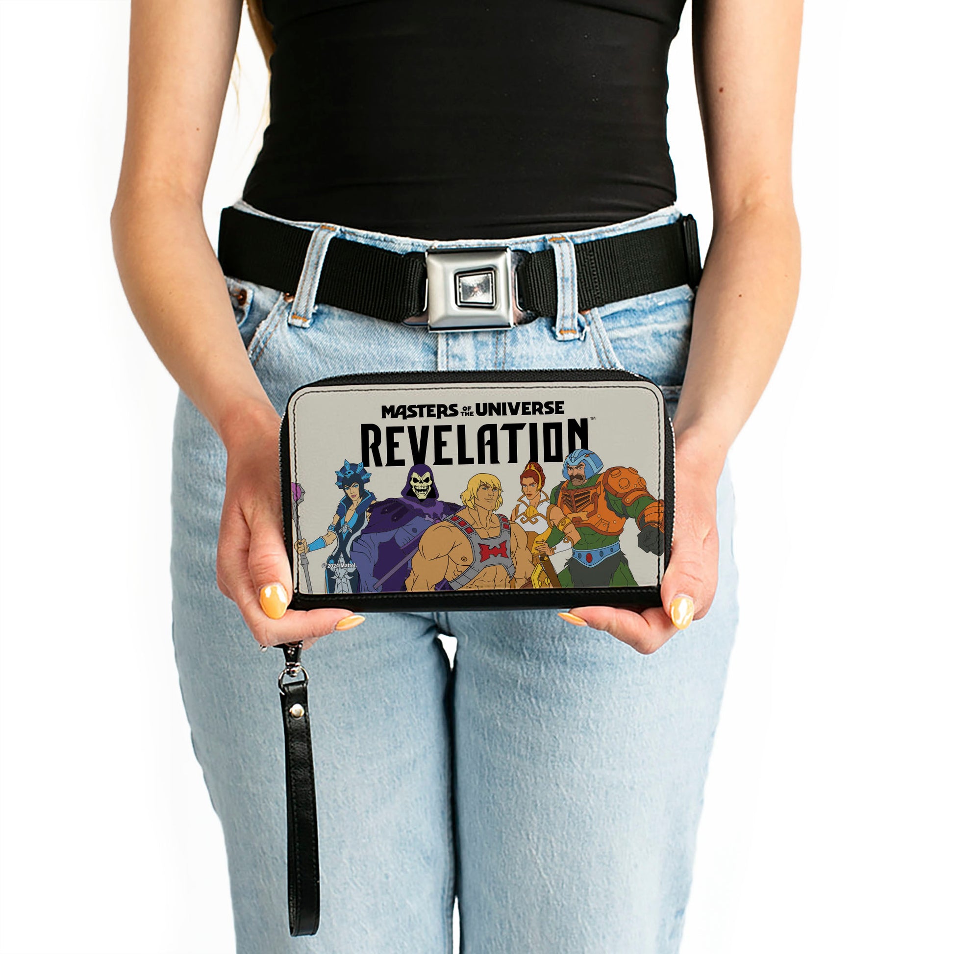PU Zip Around Wallet Rectangle - MASTERS OF THE UNIVERSE REVELATION Group Pose and Title Logo White/Black Clutch Zip Around Wallets Masters of the Universe