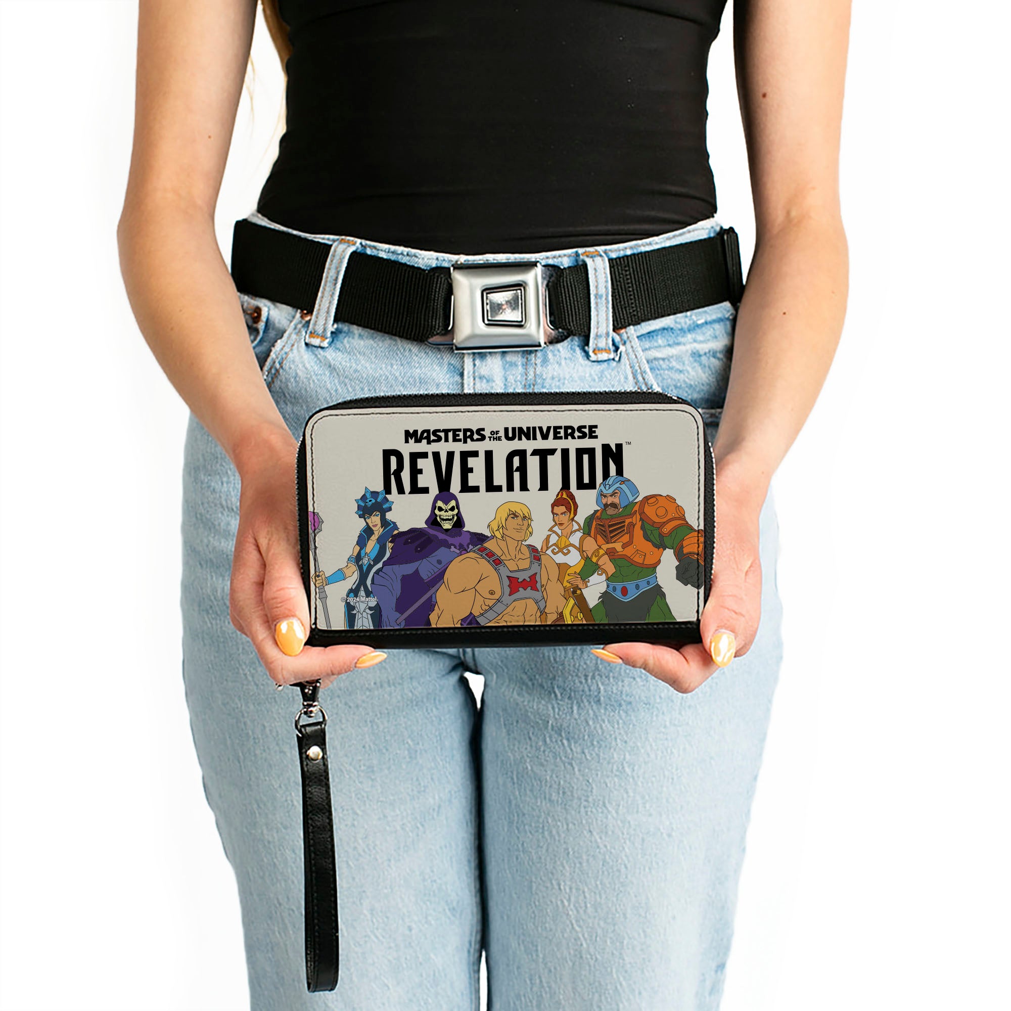 PU Zip Around Wallet Rectangle - MASTERS OF THE UNIVERSE REVELATION Group Pose and Title Logo White/Black Clutch Zip Around Wallets Masters of the Universe