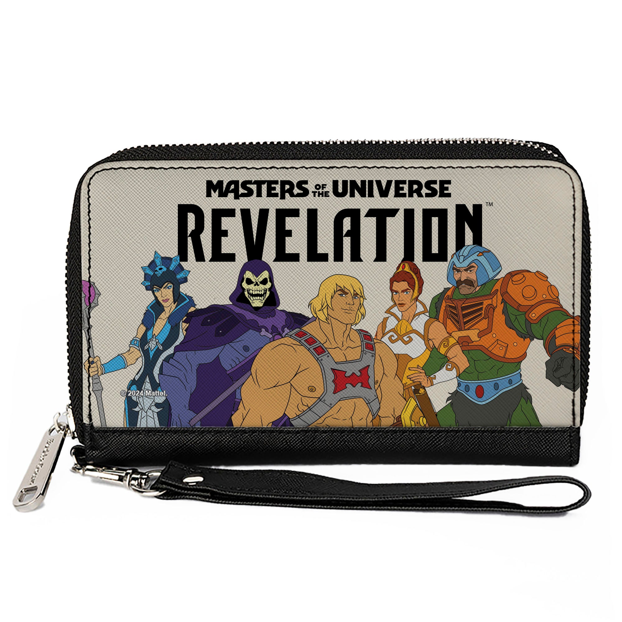 PU Zip Around Wallet Rectangle - MASTERS OF THE UNIVERSE REVELATION Group Pose and Title Logo White/Black Clutch Zip Around Wallets Masters of the Universe