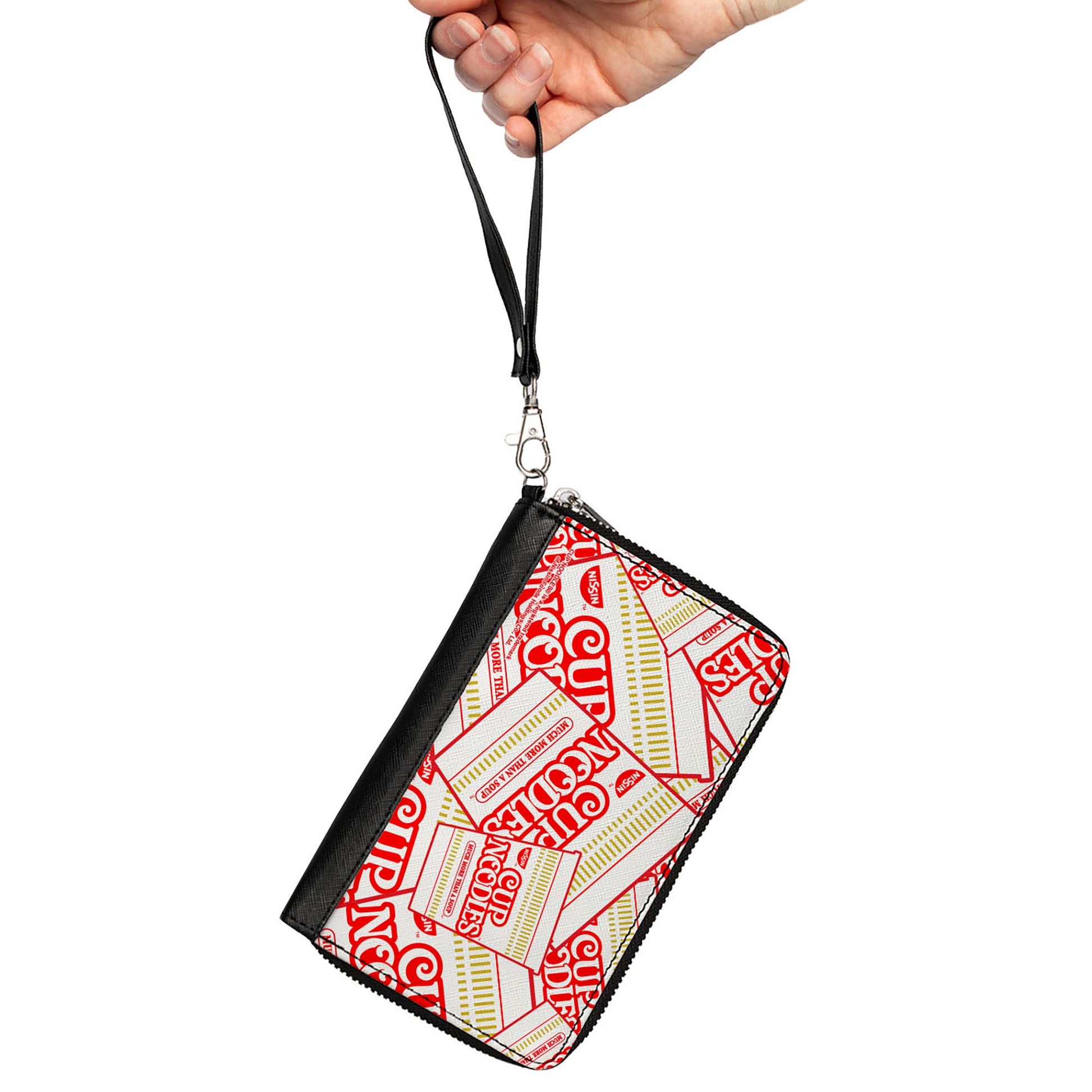 PU Zip Around Wallet Rectangle - NISSIN CUP NOODLES Cups Stacked White/Red/Dark Yellow Clutch Zip Around Wallets Nissin