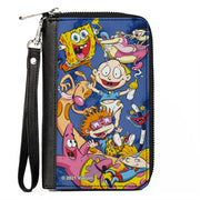 PU Zip Around Wallet Rectangle - Nick 90's 9-Character Mash Up Collage Blues Clutch Zip Around Wallets Nick 90s