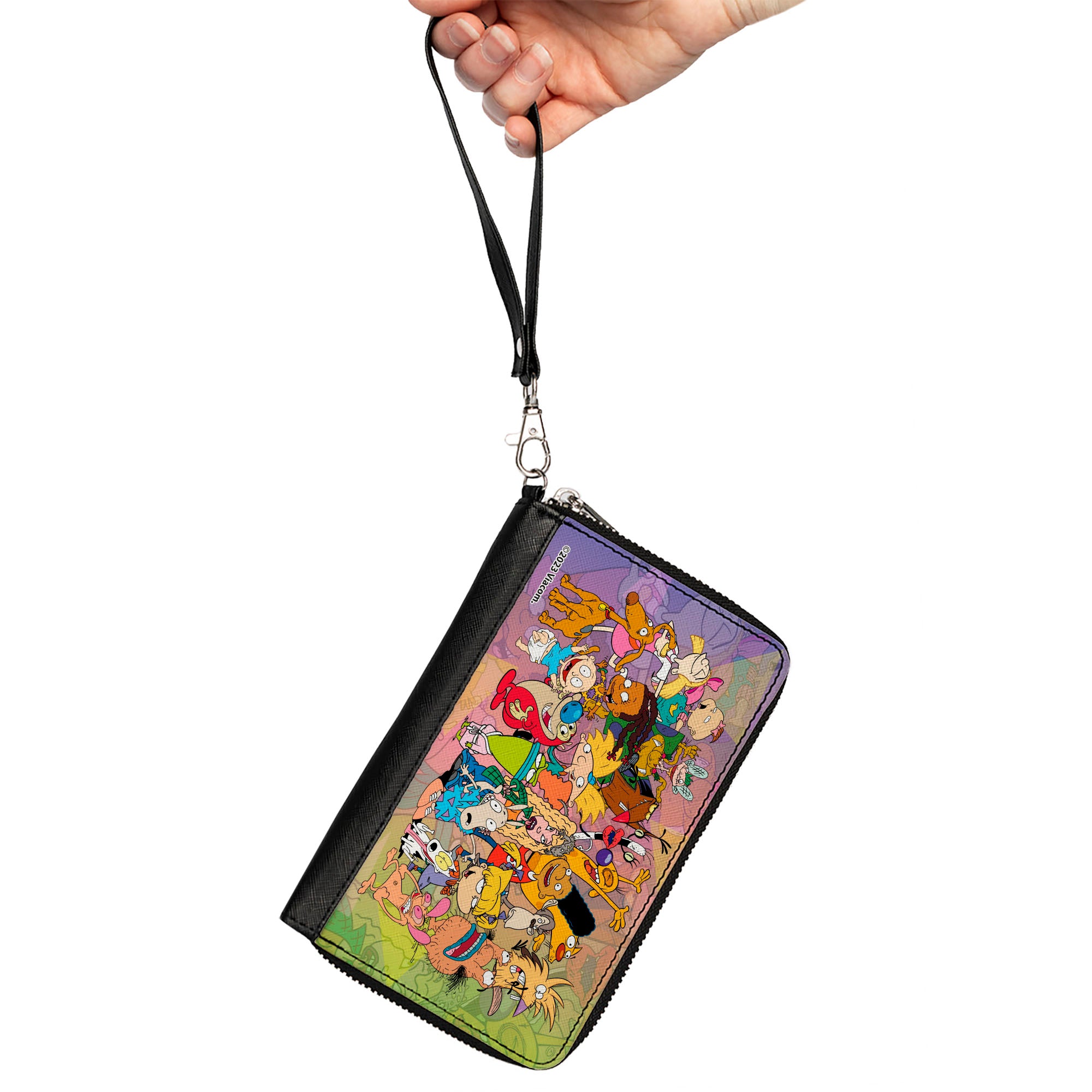 PU Zip Around Wallet Rectangle - Nick 90's Character Group Pose Fade Multi Color Clutch Zip Around Wallets Nick 90s