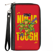 PU Zip Around Wallet Rectangle - Teenage Mutant Ninja Turtles NINJA TOUGH Group Pose Red/Yellow Clutch Zip Around Wallets Teenage Mutant Ninja Turtles