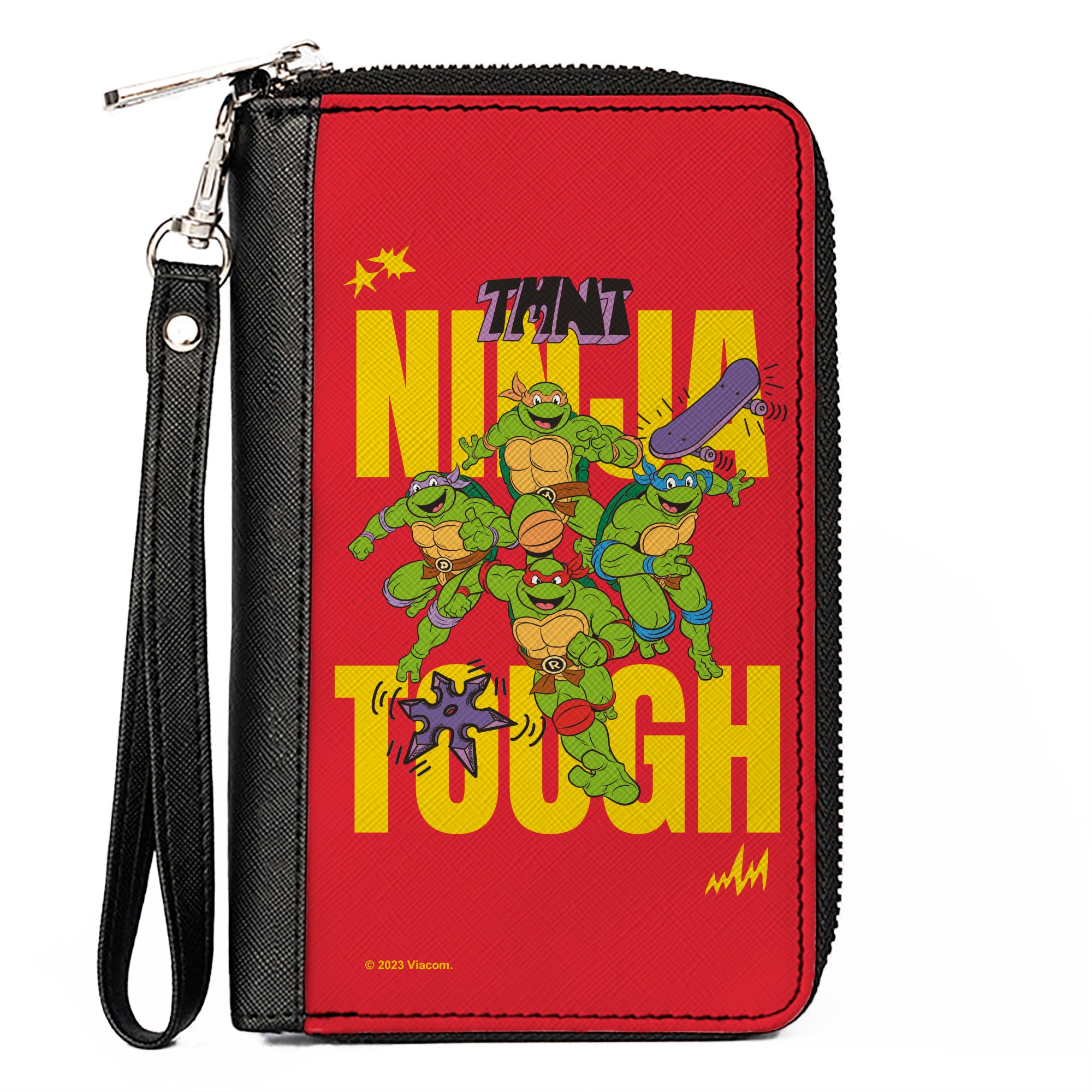 PU Zip Around Wallet Rectangle - Teenage Mutant Ninja Turtles NINJA TOUGH Group Pose Red/Yellow Clutch Zip Around Wallets Teenage Mutant Ninja Turtles