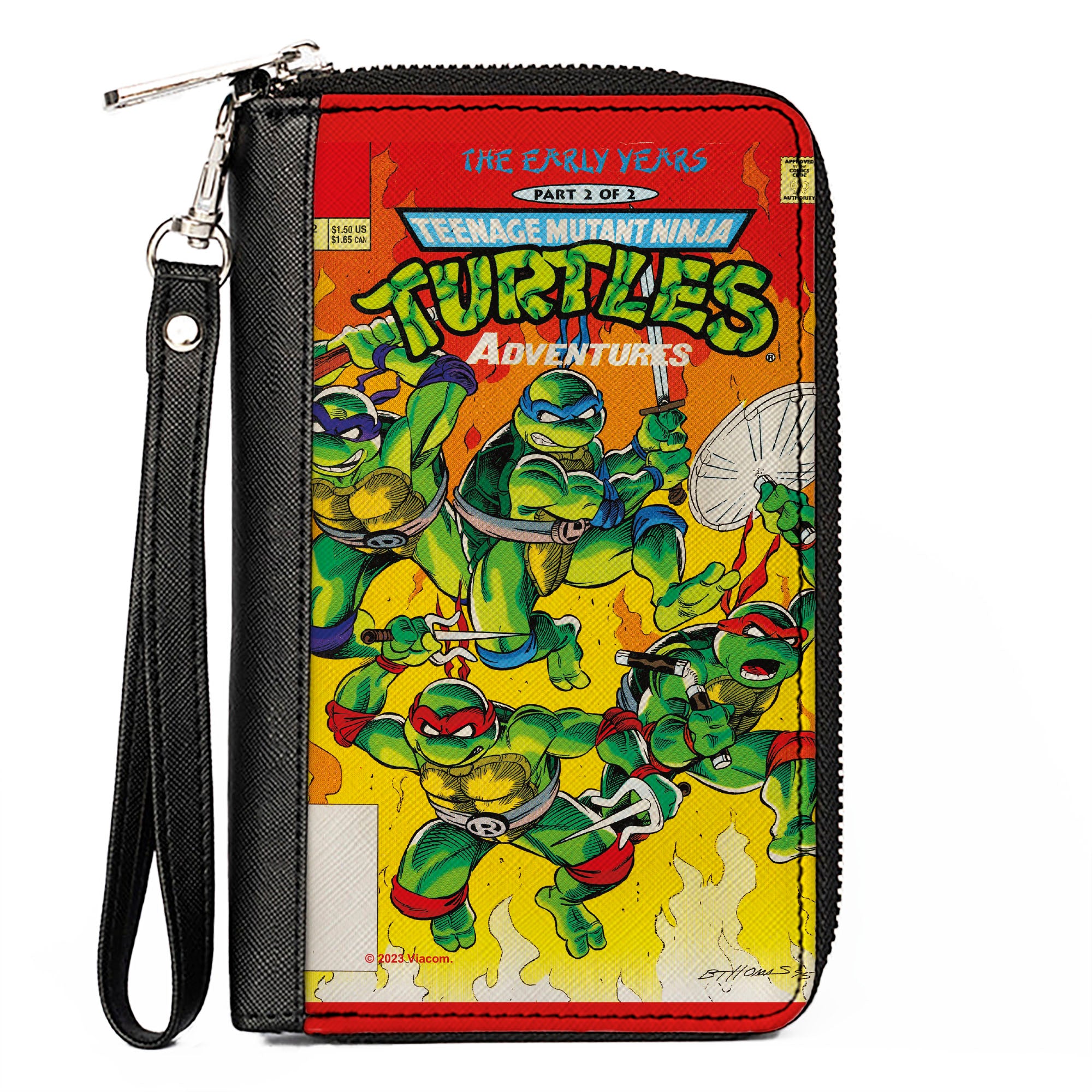 PU Zip Around Wallet Rectangle - Teenage Mutant Ninja Turtles THE EARLY YEARS Comic Book Cover Pose Clutch Zip Around Wallets Teenage Mutant Ninja Turtles