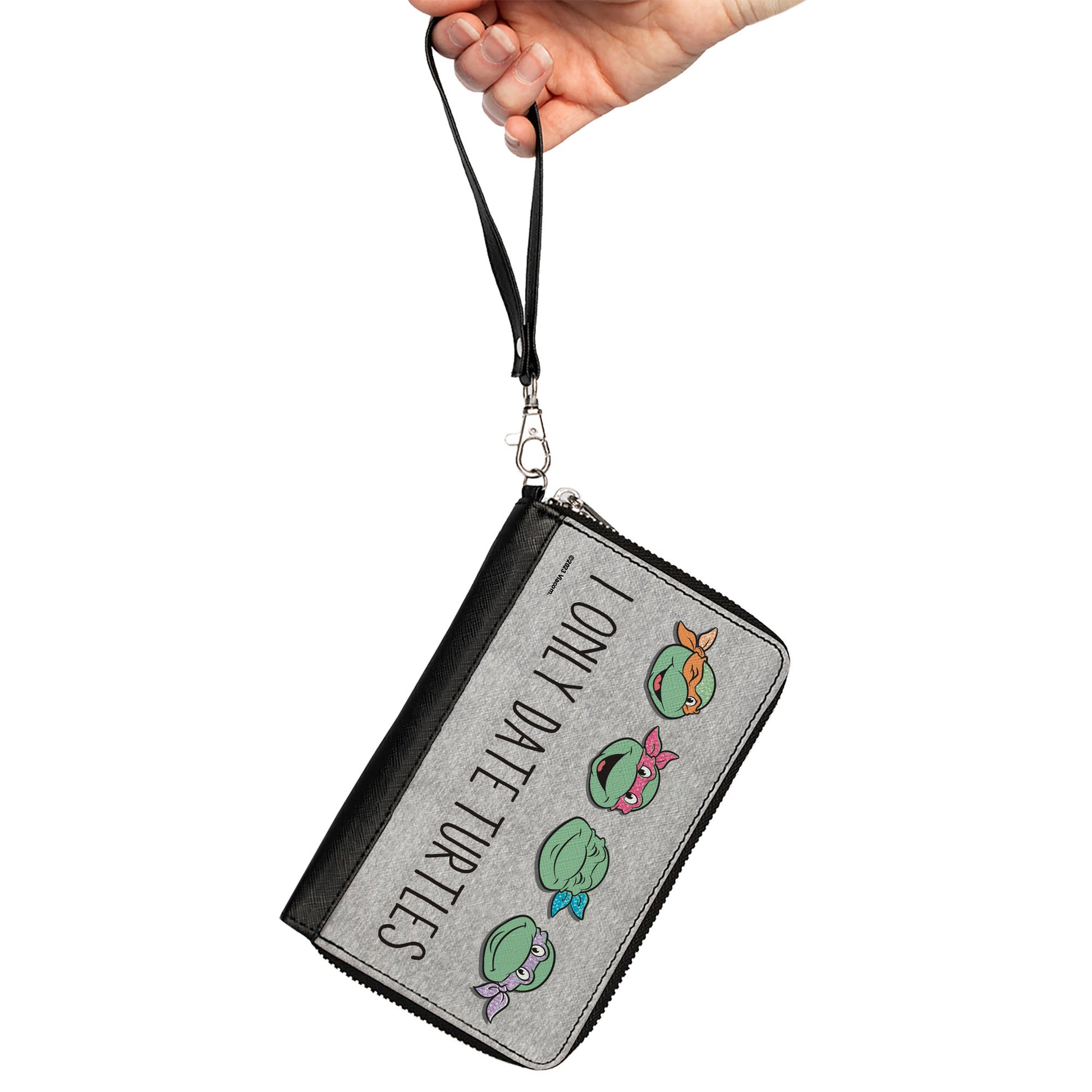 PU Zip Around Wallet Rectangle - Teenage Mutant Ninja Turtles I ONLY DATE TURTLES Expressions Grays Clutch Zip Around Wallets Teenage Mutant Ninja Turtles