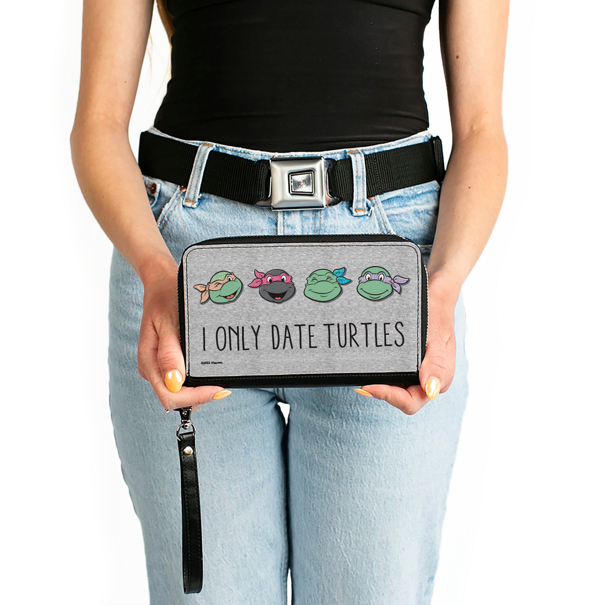 PU Zip Around Wallet Rectangle - Teenage Mutant Ninja Turtles I ONLY DATE TURTLES Expressions Grays Clutch Zip Around Wallets Teenage Mutant Ninja Turtles