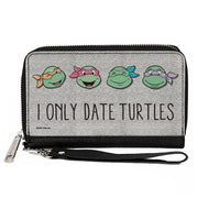 PU Zip Around Wallet Rectangle - Teenage Mutant Ninja Turtles I ONLY DATE TURTLES Expressions Grays Clutch Zip Around Wallets Teenage Mutant Ninja Turtles