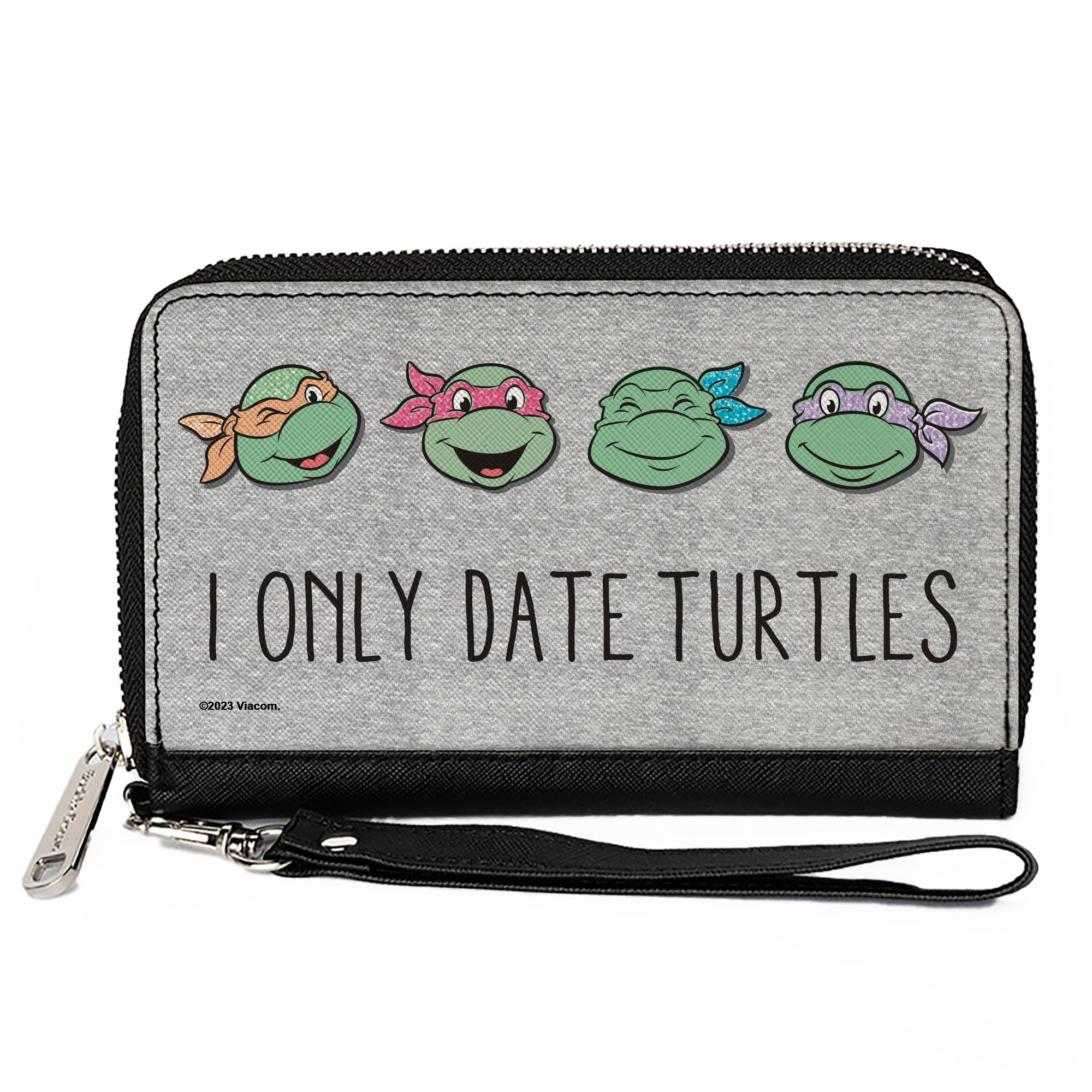 PU Zip Around Wallet Rectangle - Teenage Mutant Ninja Turtles I ONLY DATE TURTLES Expressions Grays Clutch Zip Around Wallets Teenage Mutant Ninja Turtles