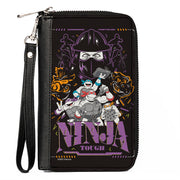 PU Zip Around Wallet Rectangle - Teenage Mutant Ninja Turtles NINJA TOUGH Group Pose and Enemies Black/Multi Color Clutch Zip Around Wallets Teenage Mutant Ninja Turtles