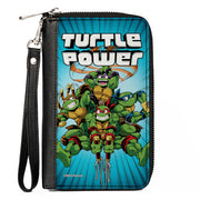 PU Zip Around Wallet Rectangle - Teenage Mutant Ninja Turtles TURTLE POWER Group Pose Rays Blues Clutch Zip Around Wallets Teenage Mutant Ninja Turtles