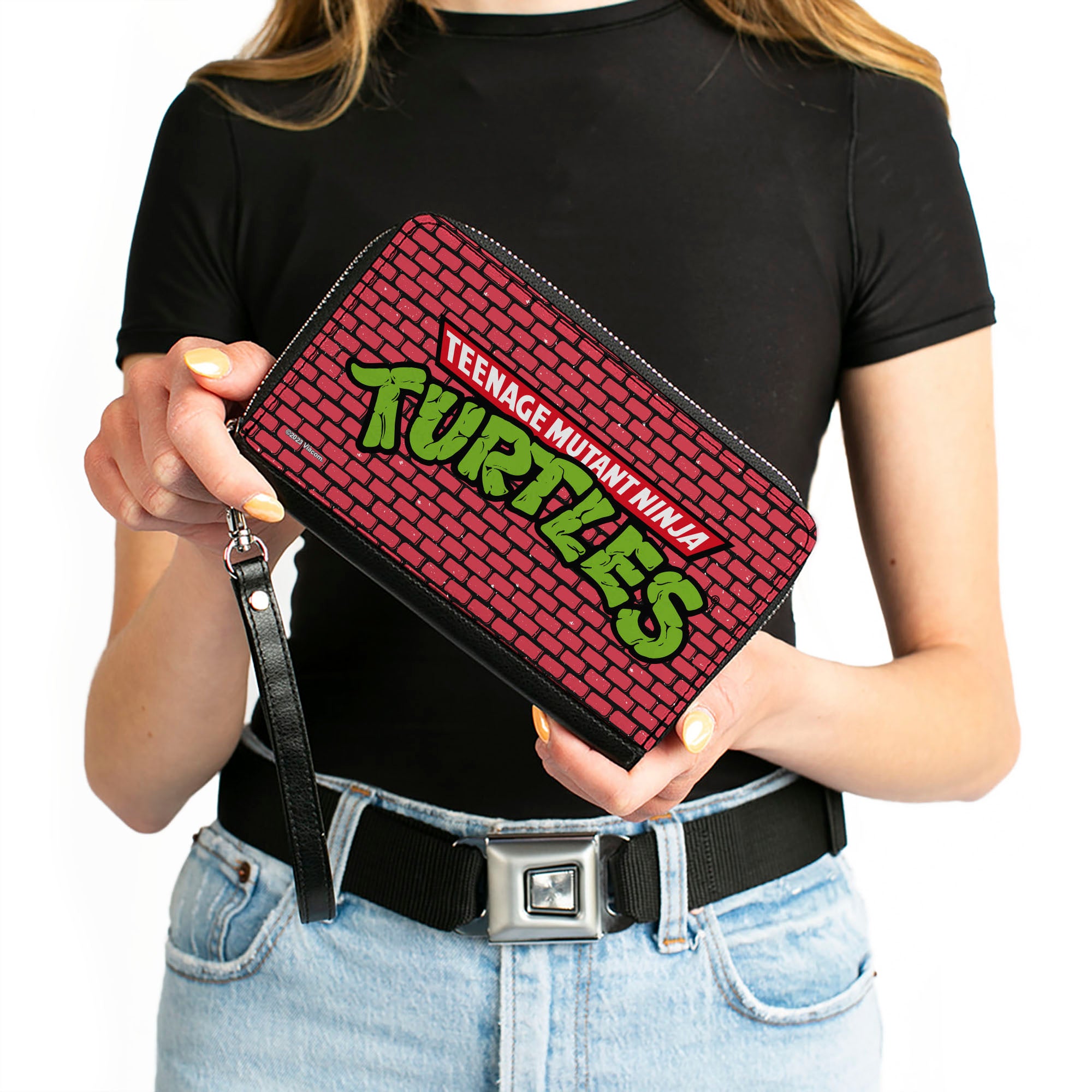 PU Zip Around Wallet Rectangle - TEENAGE MUTANT NINJA TURTLES Brick Title Logo Clutch Zip Around Wallets Teenage Mutant Ninja Turtles