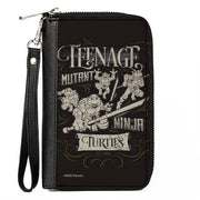 PU Zip Around Wallet Rectangle - TEENAGE MUTANT NINJA TURTLES Est. 1984 Action Poses Black/White Clutch Zip Around Wallets Teenage Mutant Ninja Turtles