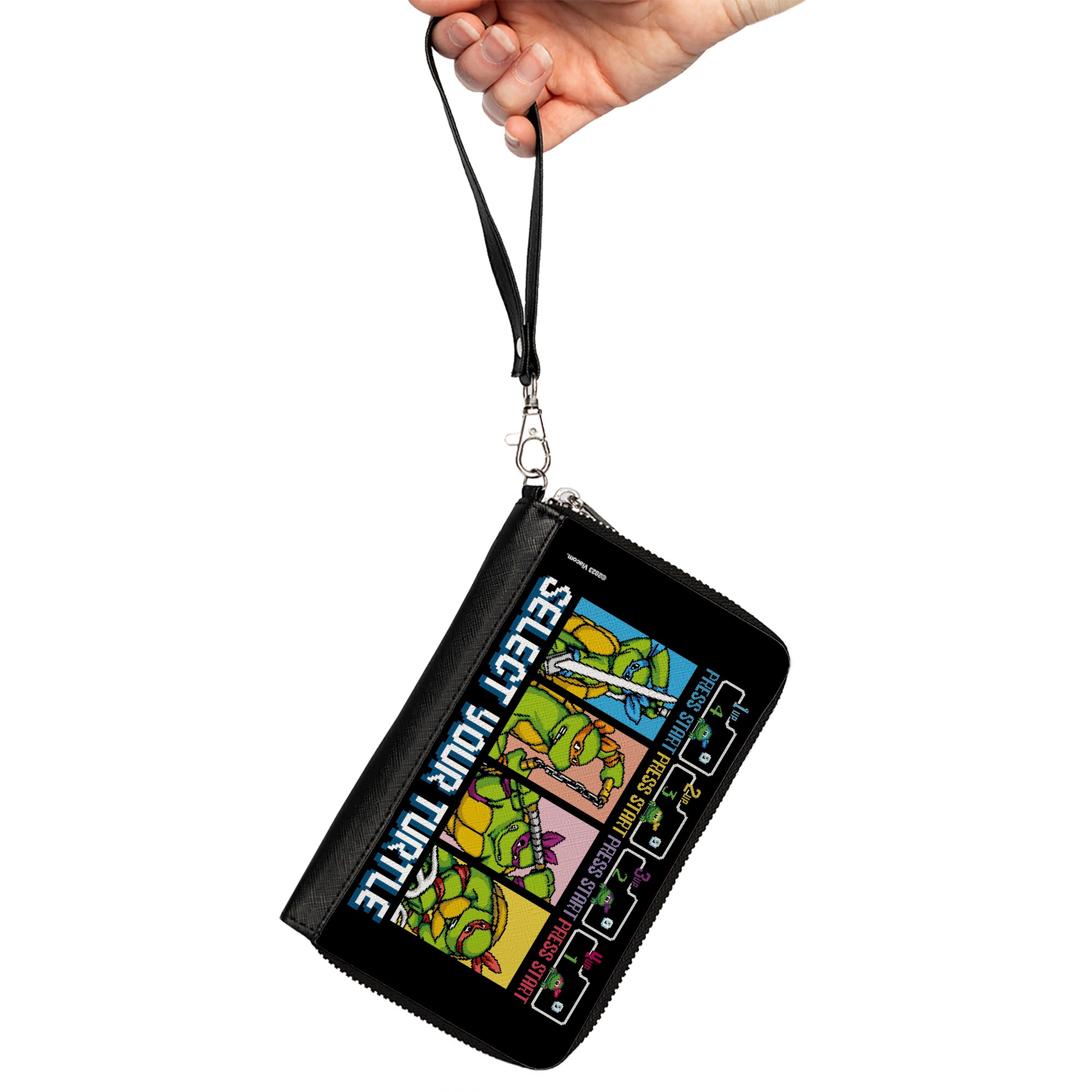 PU Zip Around Wallet Rectangle - Teenage Mutant Ninja Turtles SELECT YOUR TURTLE Arcade Start Screen Pose Blocks Clutch Zip Around Wallets Teenage Mutant Ninja Turtles