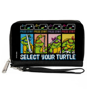 PU Zip Around Wallet Rectangle - Teenage Mutant Ninja Turtles SELECT YOUR TURTLE Arcade Start Screen Pose Blocks Clutch Zip Around Wallets Teenage Mutant Ninja Turtles