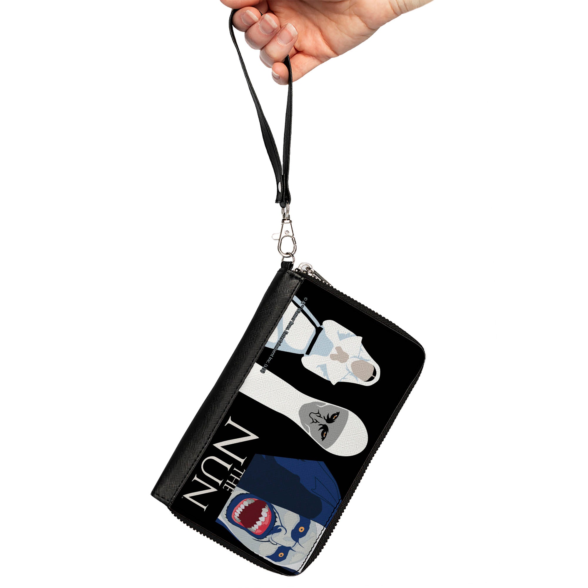 PU Zip Around Wallet Rectangle - THE NUN Sister Irene and Demon Nun Valak Icons with Title Logo Black/White Clutch Zip Around Wallets The Nun