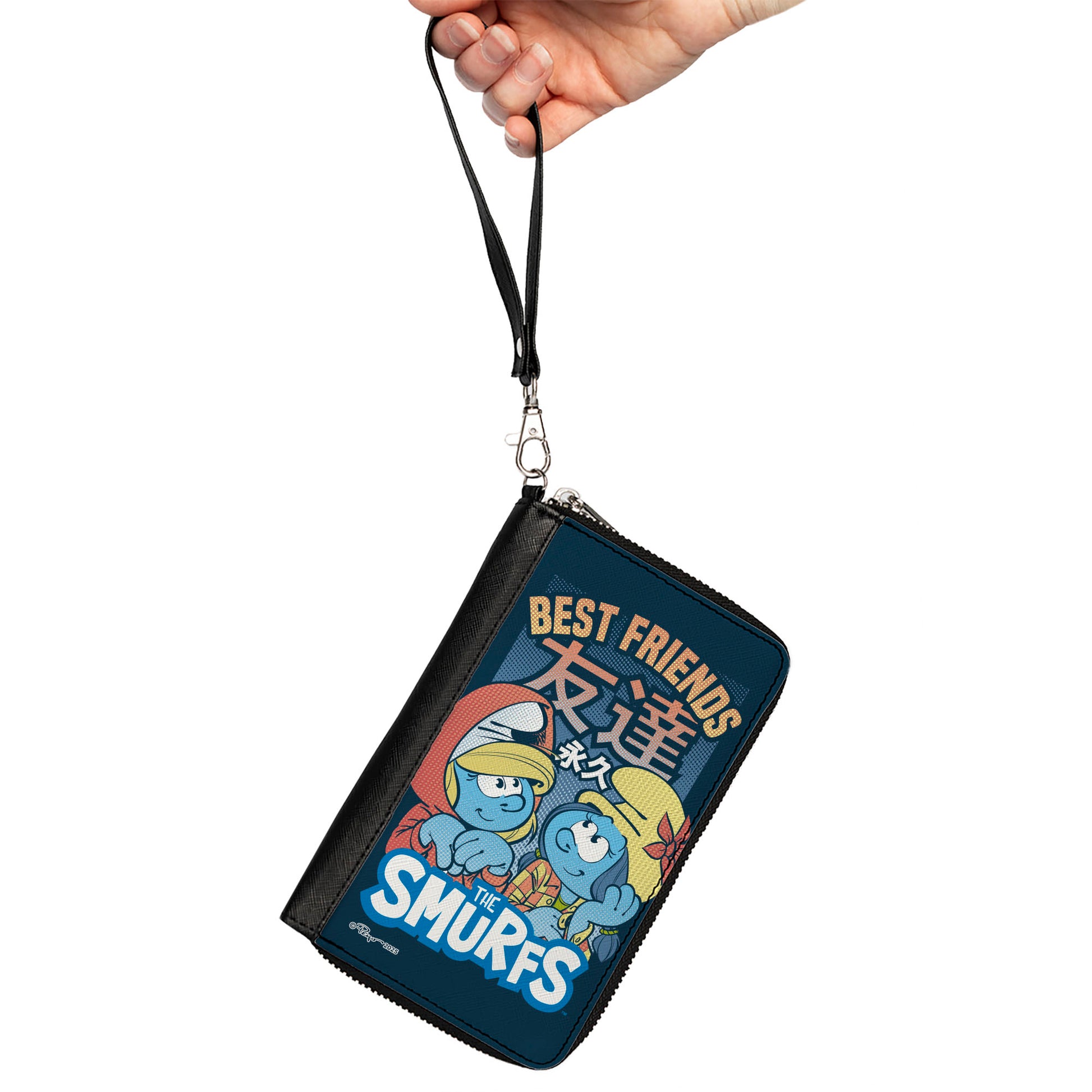 PU Zip Around Wallet Rectangle - THE SMURFS BEST FRIENDS FOREVER Manga Art Scene Series Blues Clutch Zip Around Wallets The Smurfs