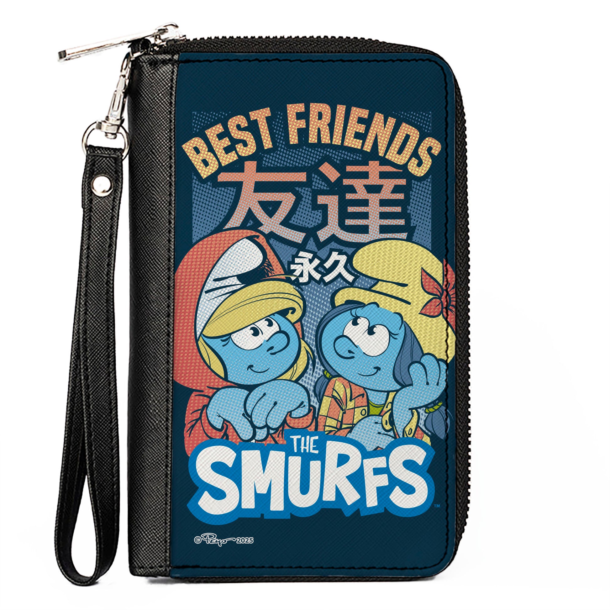 PU Zip Around Wallet Rectangle - THE SMURFS BEST FRIENDS FOREVER Manga Art Scene Series Blues Clutch Zip Around Wallets The Smurfs