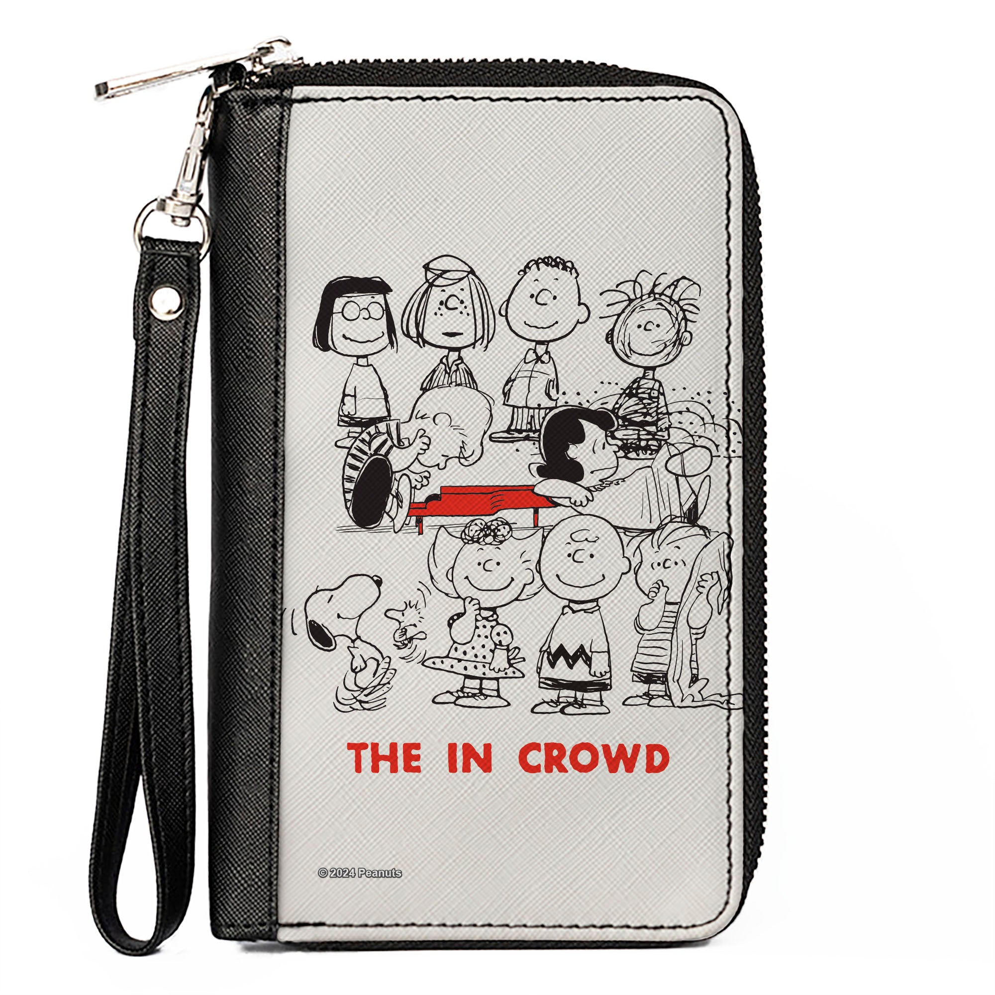 PU Zip Around Wallet Rectangle - Peanuts Gang THE IN CROWD Group Pose White/Black/Red Clutch Zip Around Wallets Peanuts
