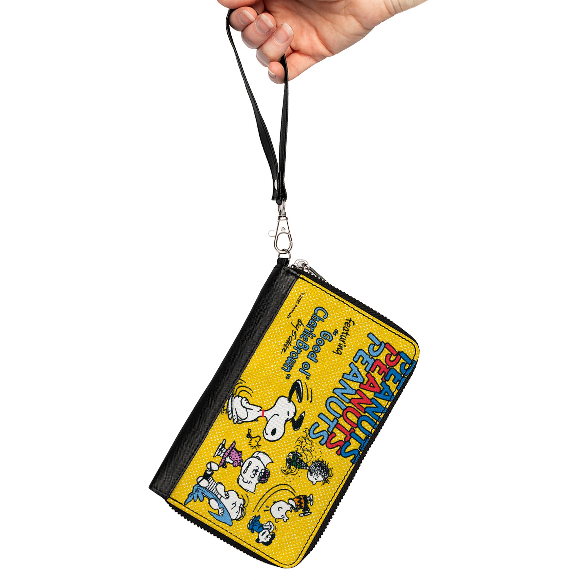PU Zip Around Wallet Rectangle - PEANUTS Gang FEATURING GOOD OL CHARLIE BROWN Character Poses Yellow/Multi Color Clutch Zip Around Wallets Peanuts