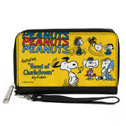 PU Zip Around Wallet Rectangle - PEANUTS Gang FEATURING GOOD OL CHARLIE BROWN Character Poses Yellow/Multi Color Clutch Zip Around Wallets Peanuts