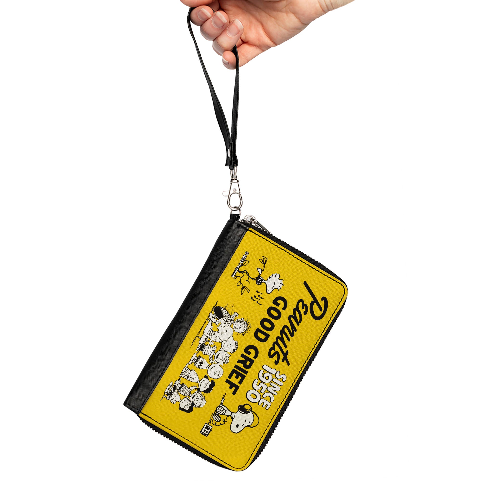 PU Zip Around Wallet Rectangle - PEANUTS Gang SINCE 1950 GOOD GRIEF Group Pose Yellow/Black Clutch Zip Around Wallets Peanuts