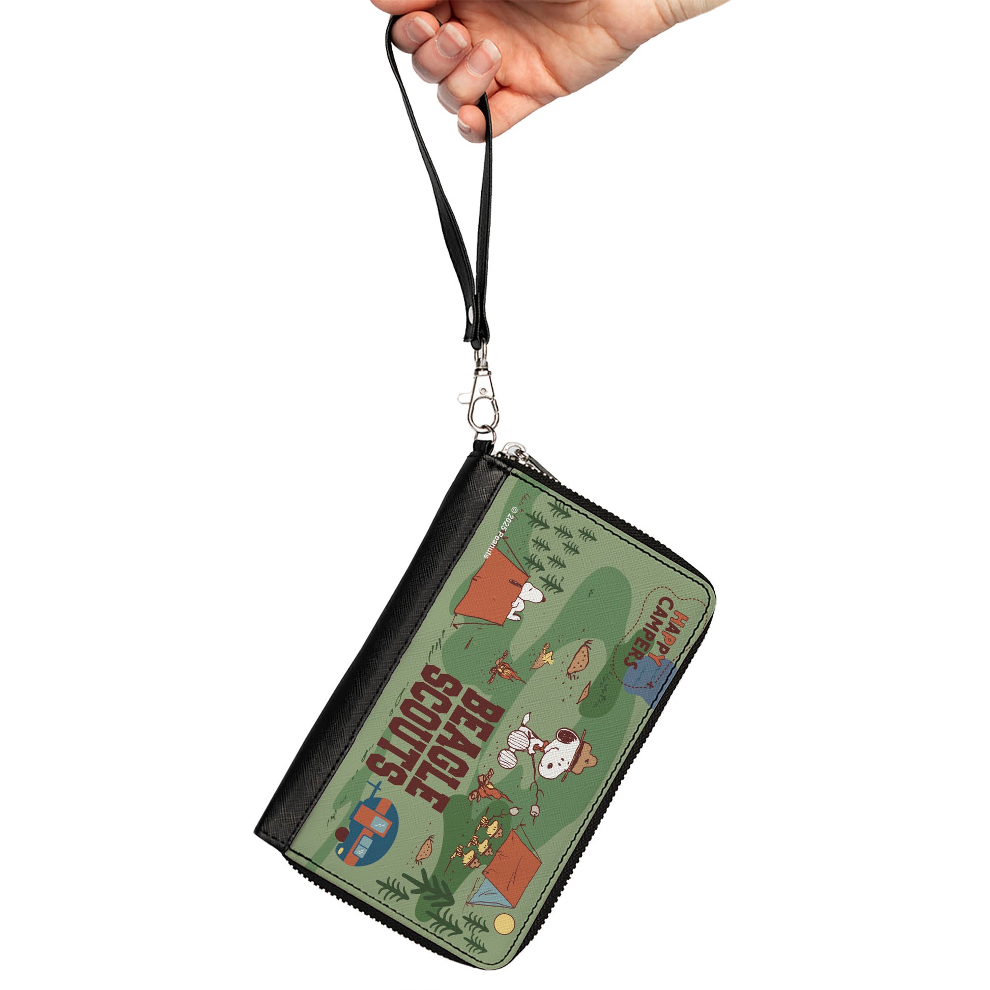 PU Zip Around Wallet Rectangle - Peanuts HAPPY CAMPER BEAGLE SCOUTS Scenes Clutch Zip Around Wallets Peanuts